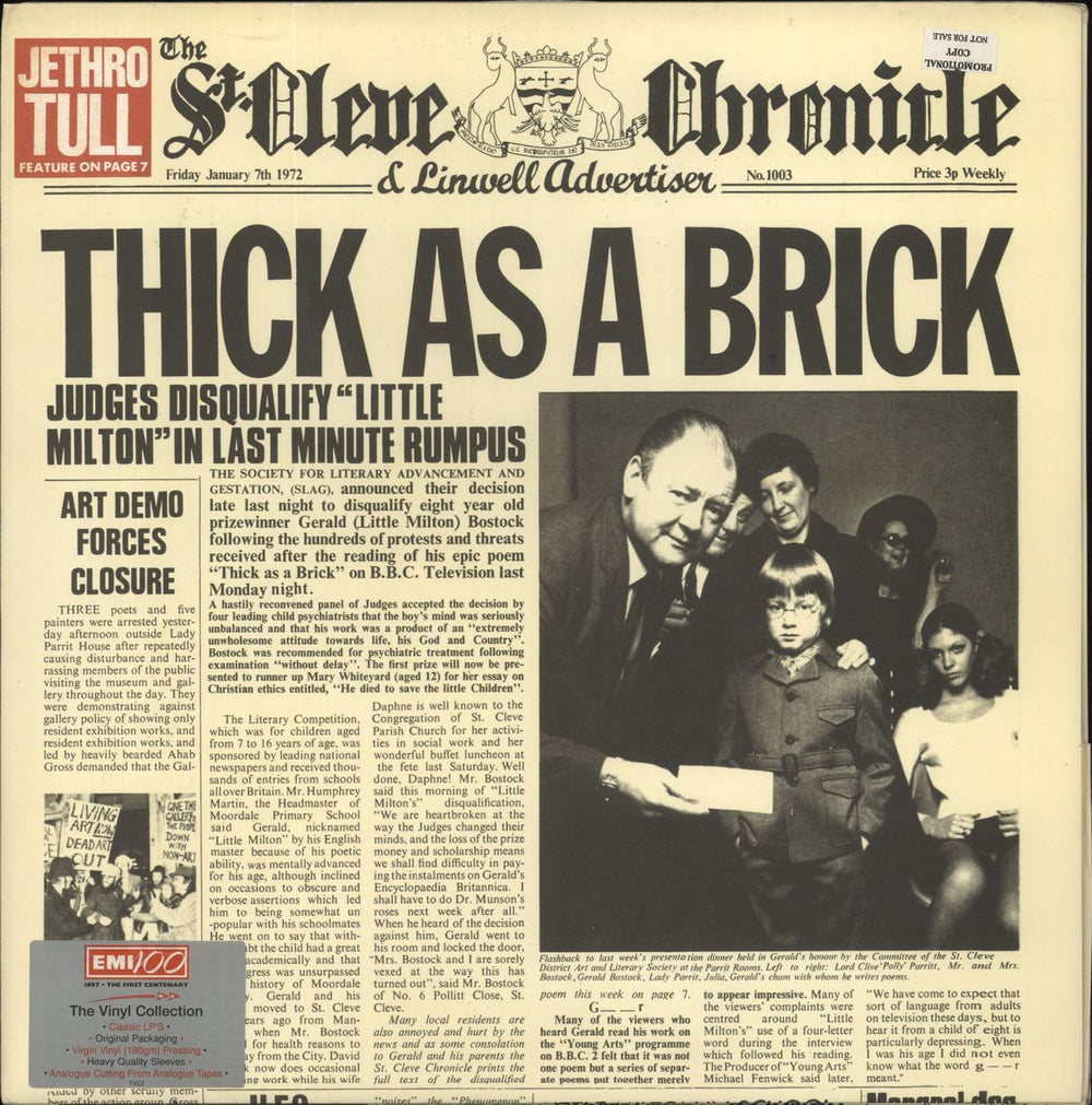 Jethro Tull Thick As A Brick - EMI100 Series - 180gm UK vinyl LP album (LP record) LPCENT31