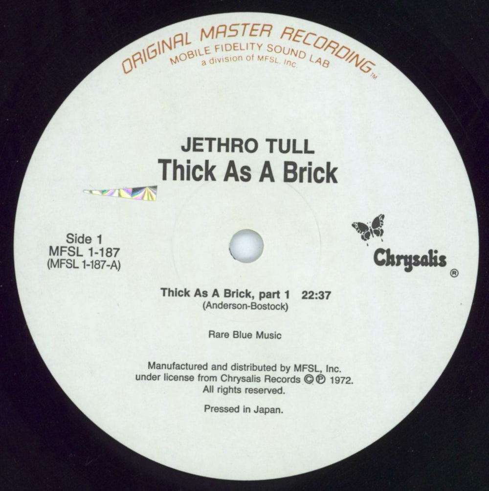 Jethro Tull Thick As A Brick - Half-Speed Mastered - EX US vinyl LP album (LP record) TULLPTH705216