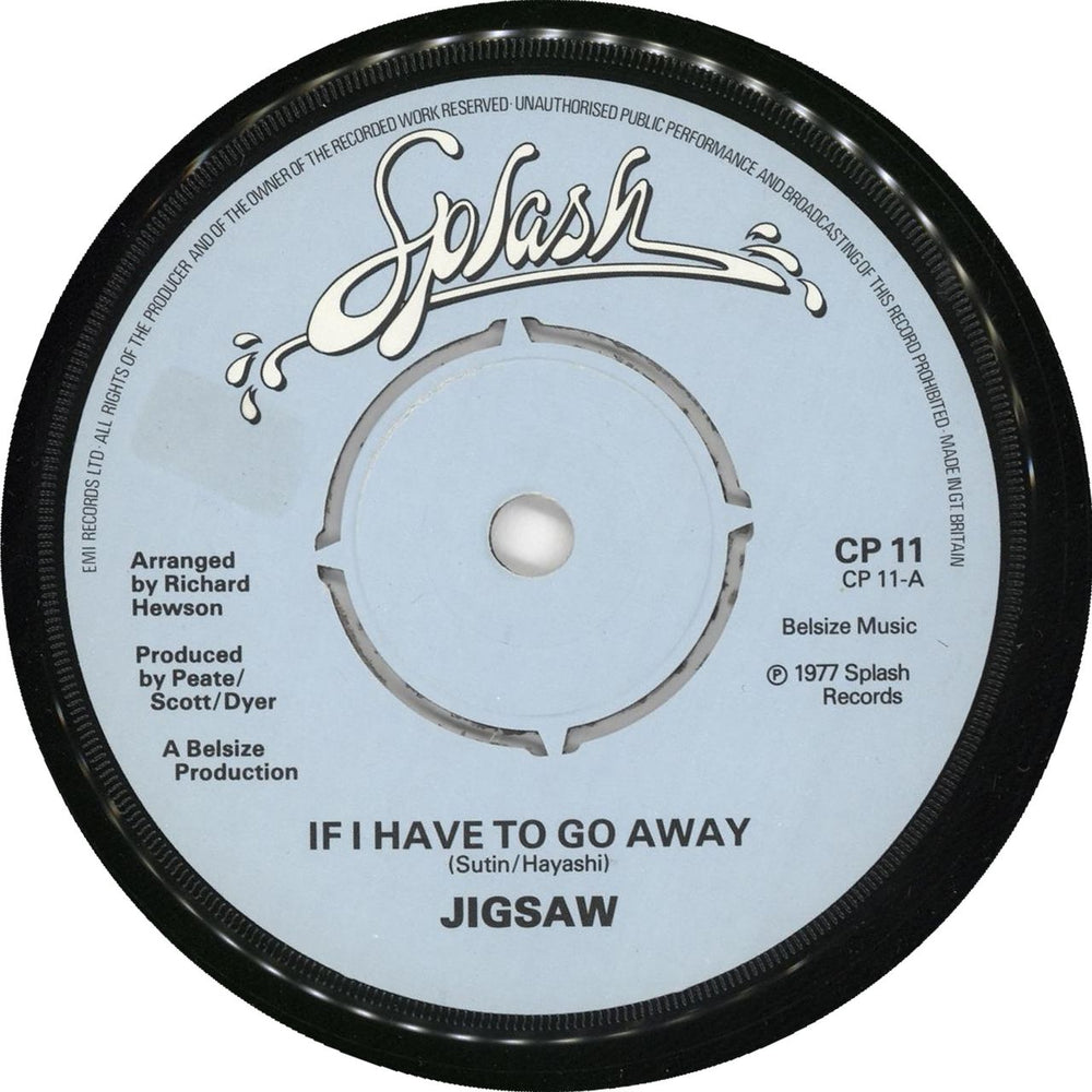 Jigsaw (UK) If I Have To Go Away UK 7" vinyl single (7 inch record / 45) CP11