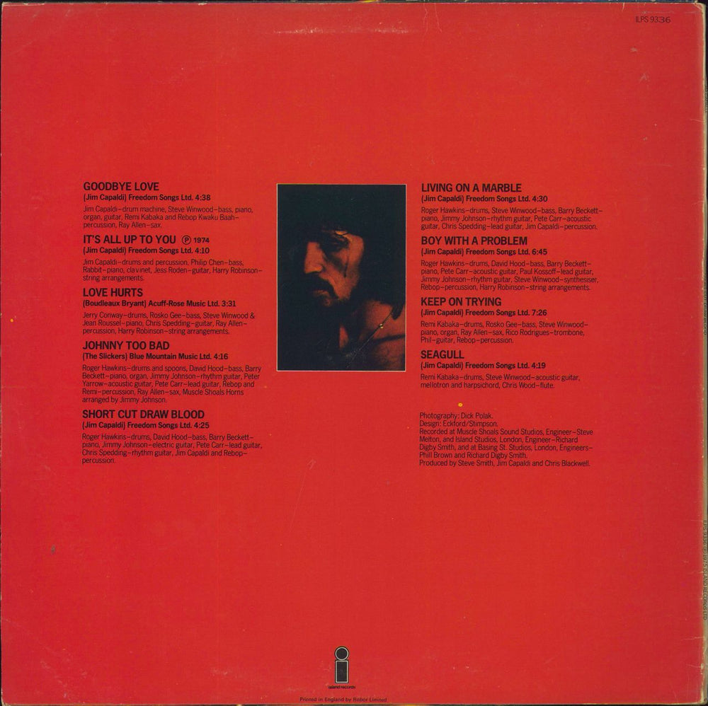 Jim Capaldi Short Cut Draw Blood - 2nd - Hype Stickered Sleeve UK vinyl LP album (LP record)