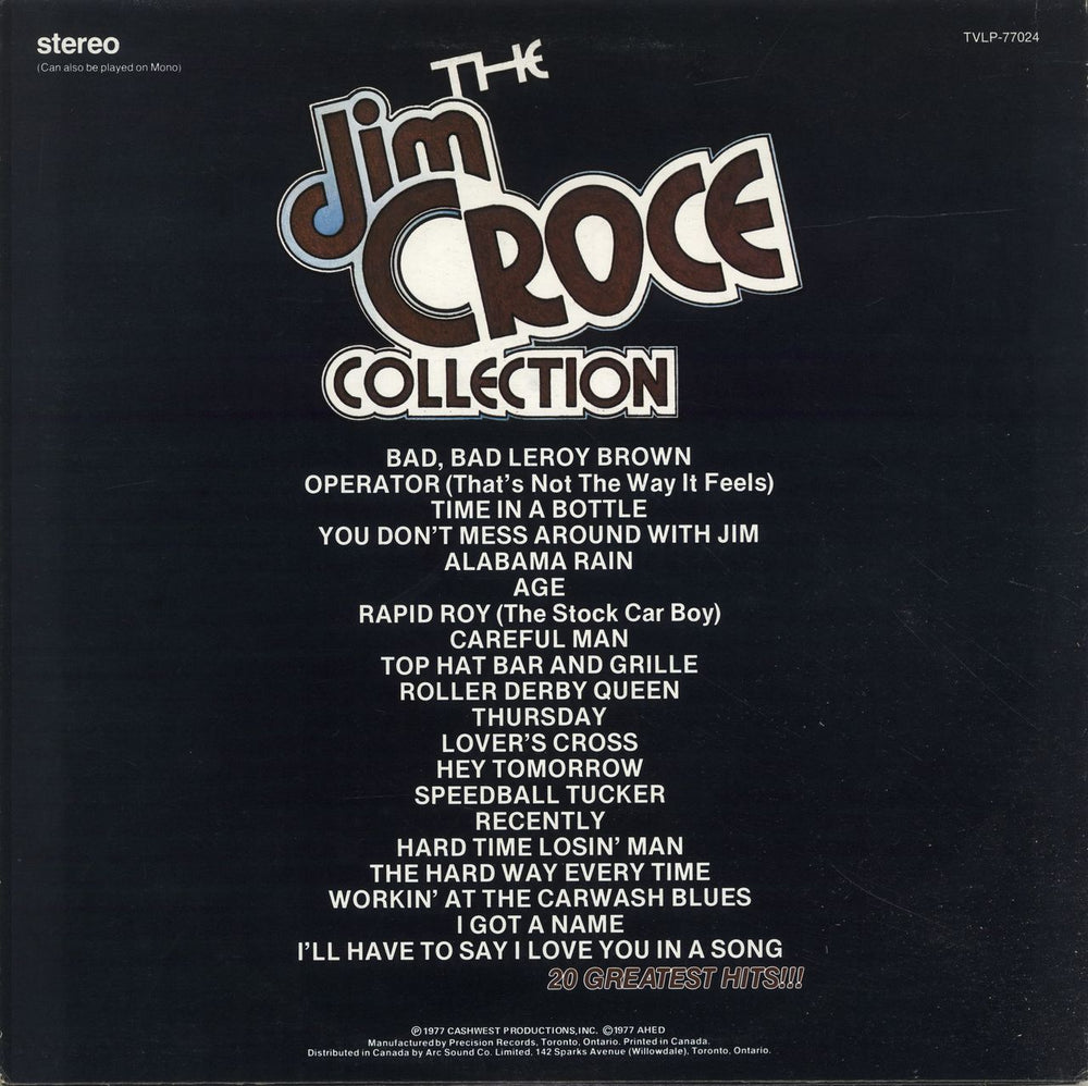 Jim Croce The Jim Croce Collection Canadian vinyl LP album (LP record)