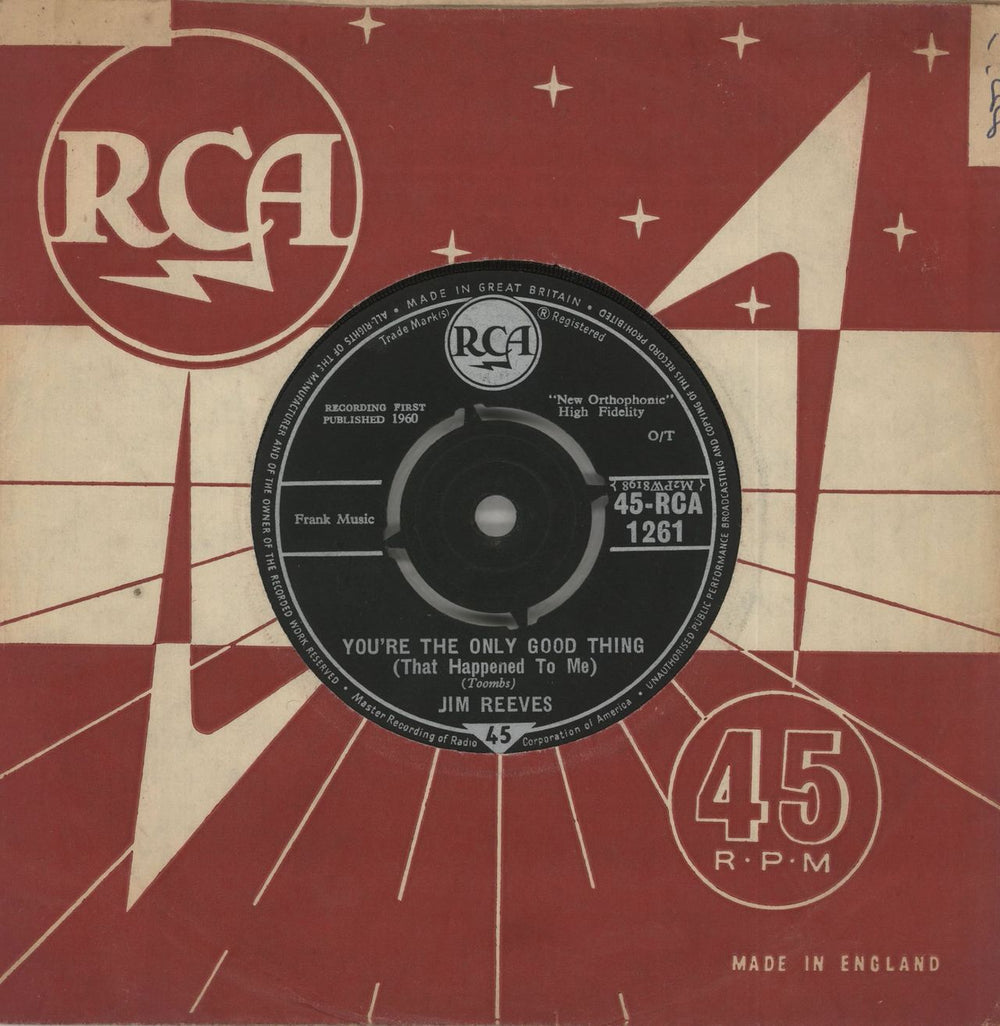 Jim Reeves You're The Only Good Thing (That Happened To Me) UK 7" vinyl single (7 inch record / 45) 45-RCA1261