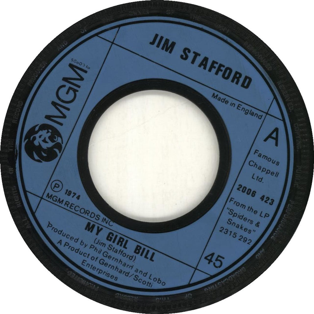 Jim Stafford My Girl Bill UK 7" vinyl single (7 inch record / 45) 2006423