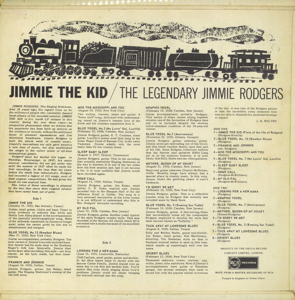 Jimmie Rodgers (Country) Jimmie The Kid UK vinyl LP album (LP record)