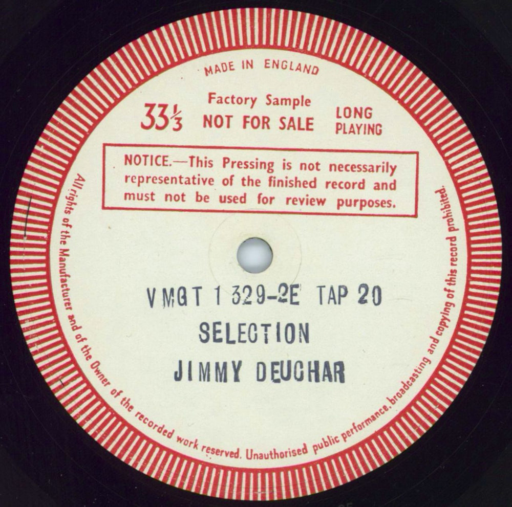 Jimmy Deuchar Selection [From Pal Jimmy] - Side A 1-Sided Test Pressing UK vinyl LP album (LP record) TAP20