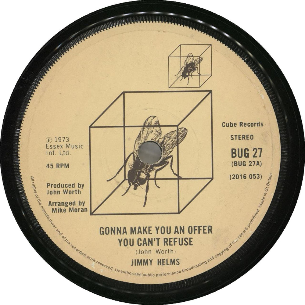 Jimmy Helms Gonna Make You An Offer You Can't Refuse - Solid UK 7" vinyl single (7 inch record / 45) BUG27