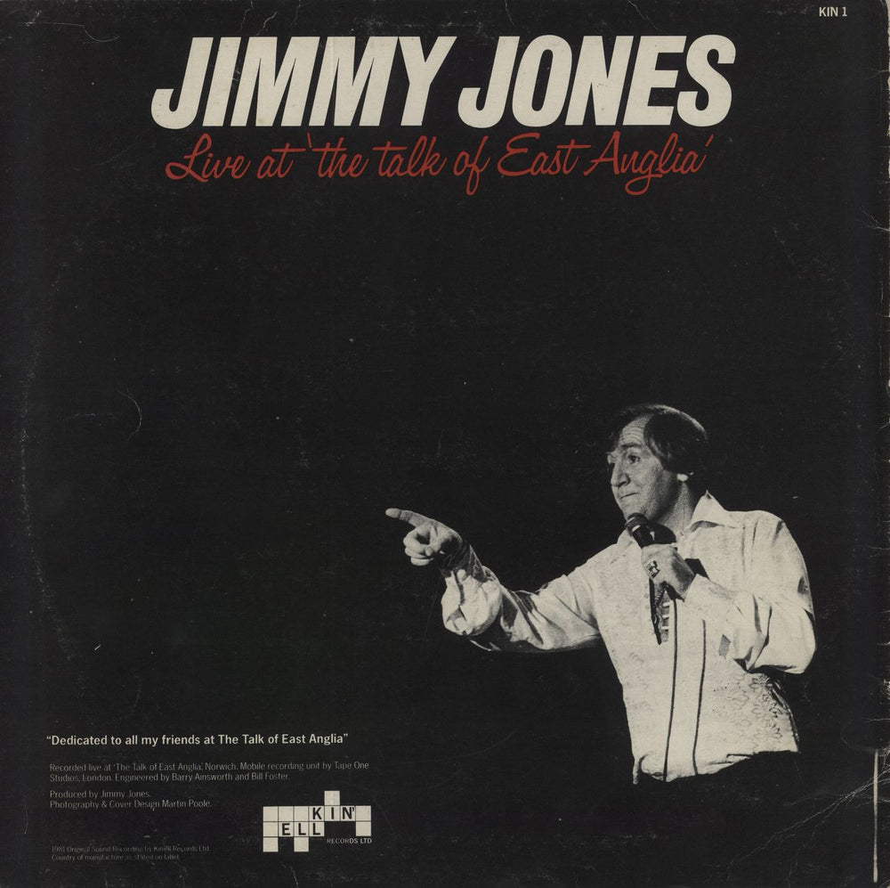 Jimmy Jones (Comedian) Live At The Talk Of East Anglia UK vinyl LP album (LP record)