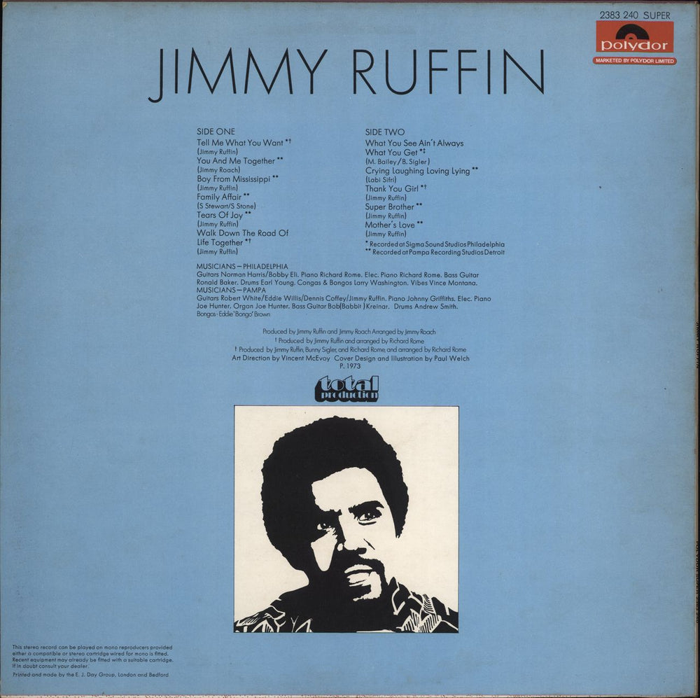 Jimmy Ruffin Jimmy Ruffin - E.J. Day sleeve UK vinyl LP album (LP record)