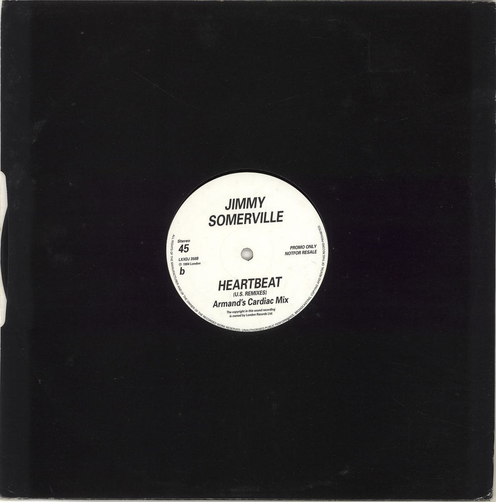 Jimmy Somerville Heartbeat (U.S. Remixes) UK Promo 12" vinyl single (12 inch record / Maxi-single)