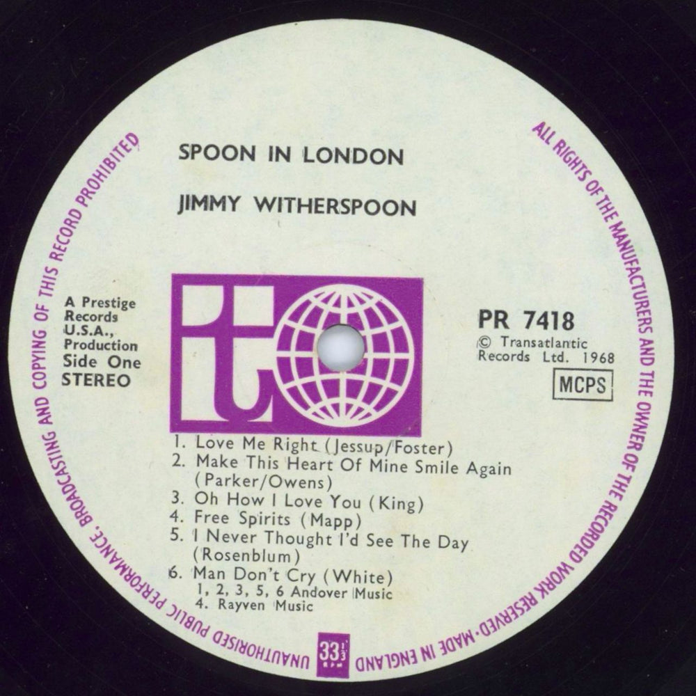 Jimmy Witherspoon Spoon In London - EX UK vinyl LP album (LP record) YWILPSP814750