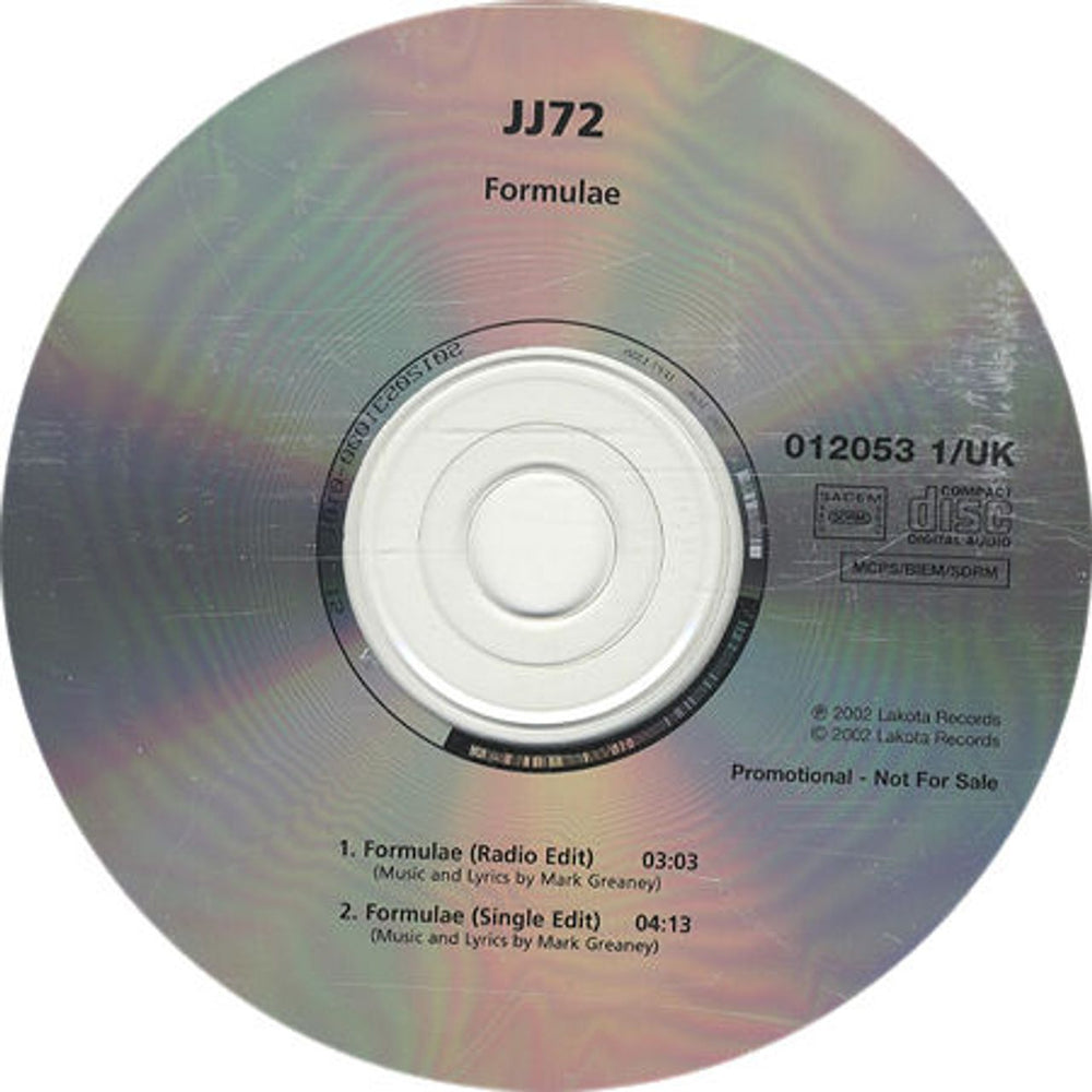 JJ72 Formulae UK Promo CD single (CD5 / 5") 0120531/UK