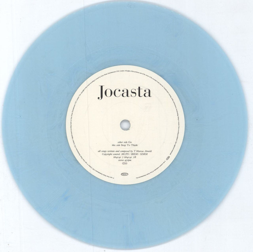 Jocasta Go - Light Blue Vinyl UK 7" vinyl single (7 inch record / 45) JO807GO698370