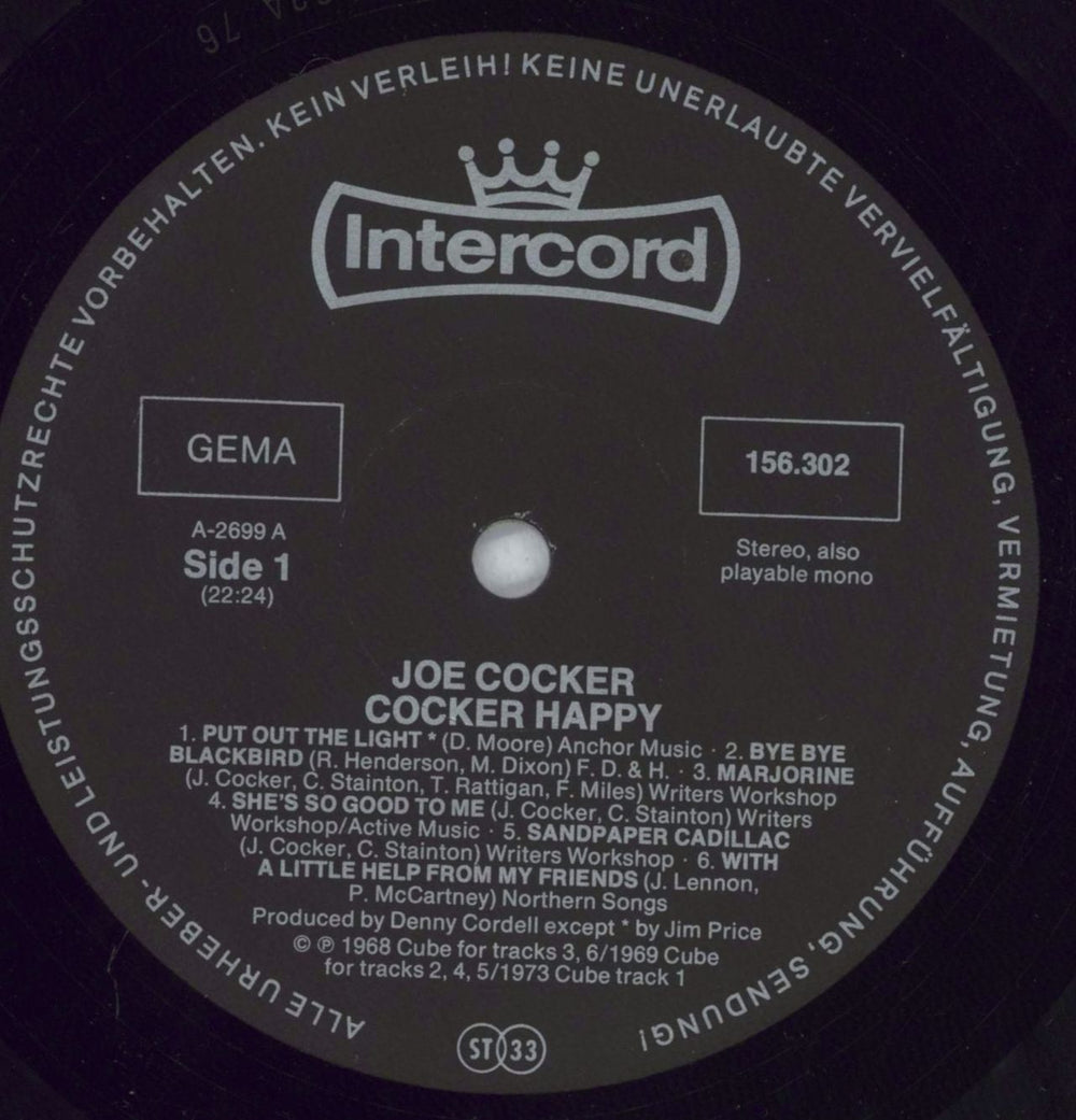 Joe Cocker Cocker Happy / Joe Cocker! - VG+ German 2-LP vinyl record set (Double LP Album) JOE2LCO826574