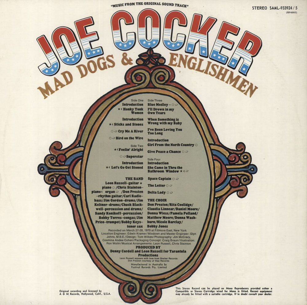 Joe Cocker Mad Dogs & Englishmen + Poster Australian 2-LP vinyl record set (Double LP Album)