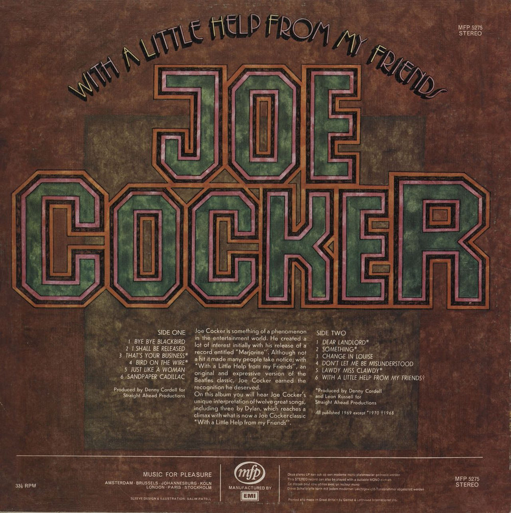 Joe Cocker With A Little Help From My Friends - Textured UK vinyl LP album (LP record)