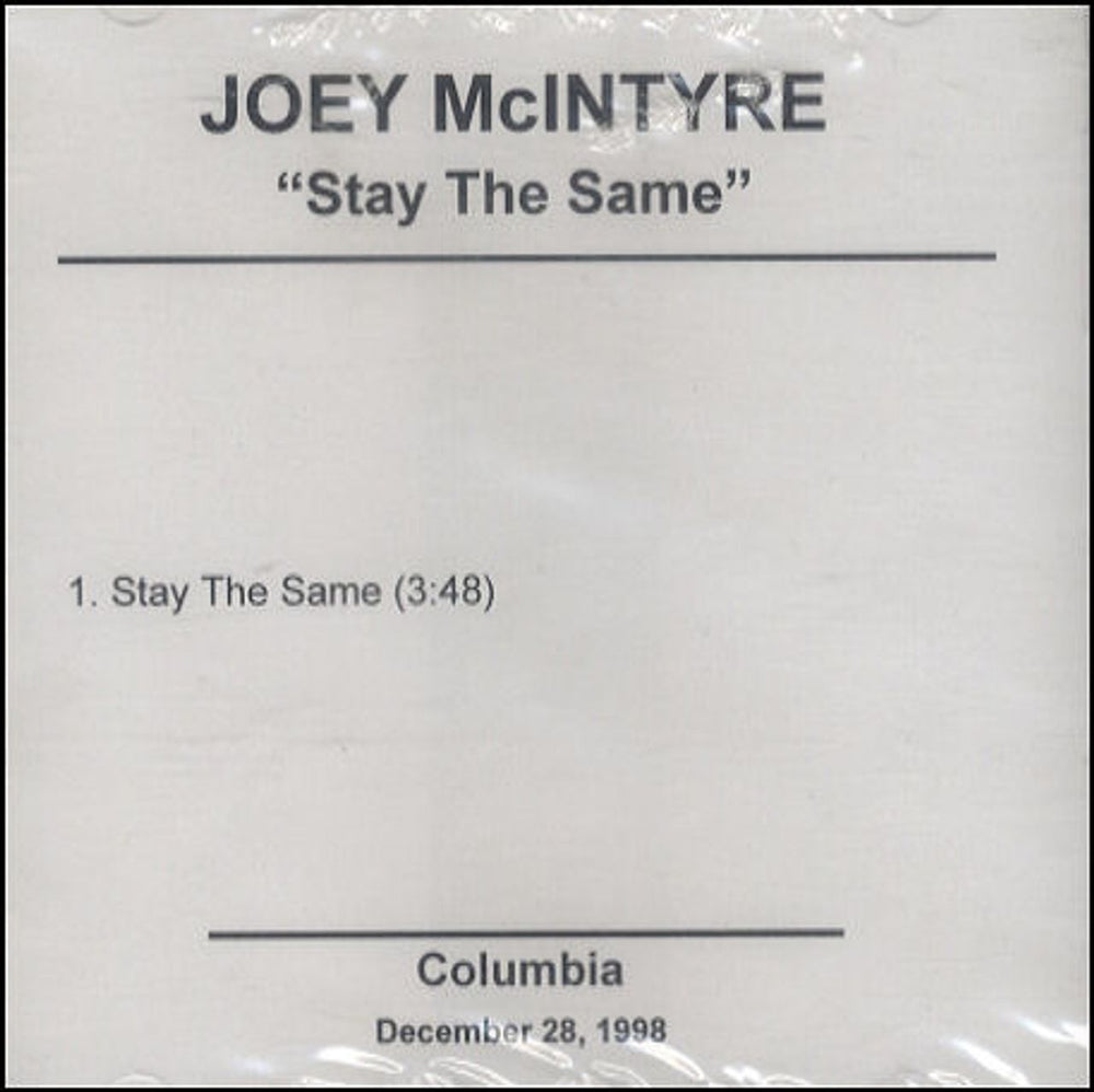 Joey Mcintyre Stay The Same US Promo CD-R acetate CDR ACETATE