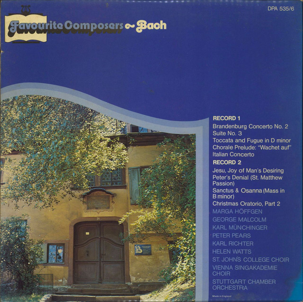 Johann Sebastian Bach Favourite Composers: Bach UK 2-LP vinyl record set (Double LP Album)