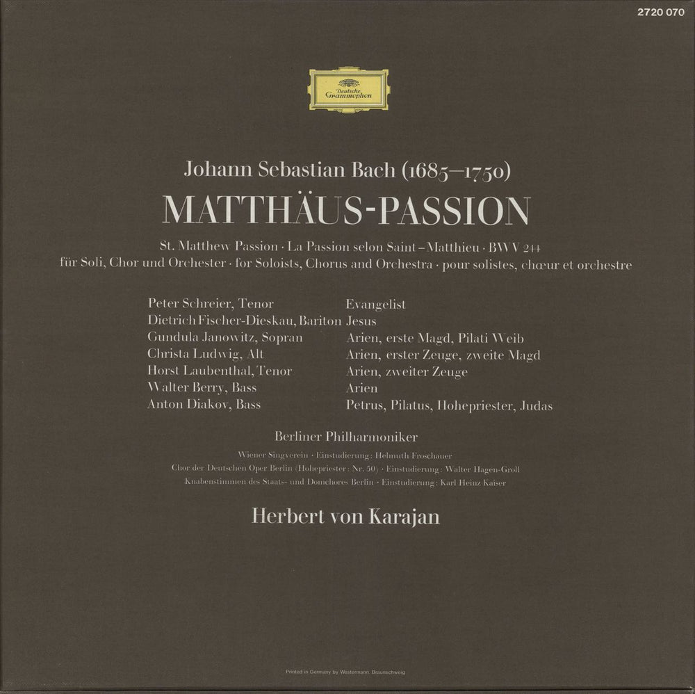 Johann Sebastian Bach Matthäus-Passion German Vinyl Box Set