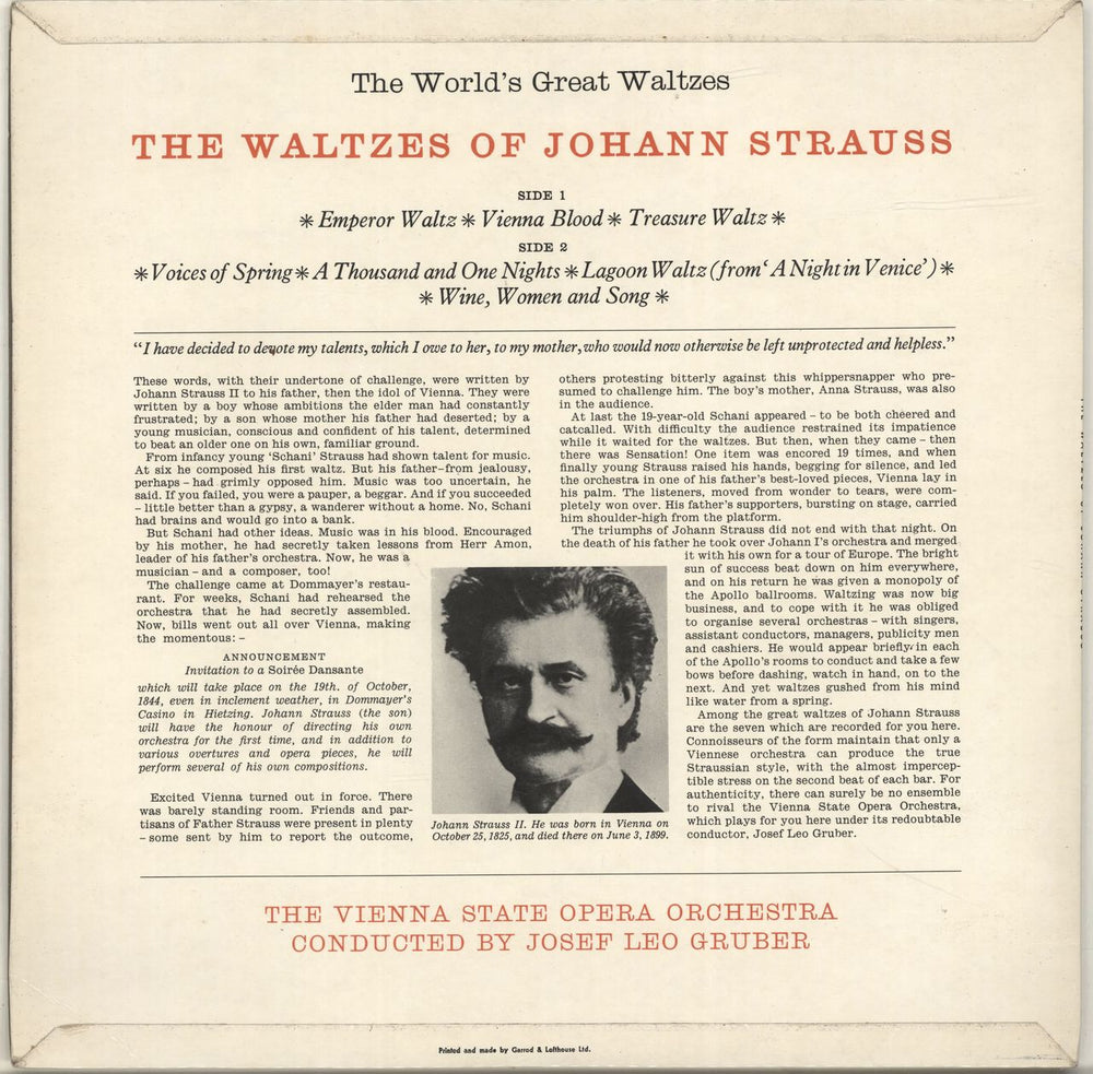 Johann Strauss II (1825-1899) The Waltzes Of Johann Strauss UK vinyl LP album (LP record)