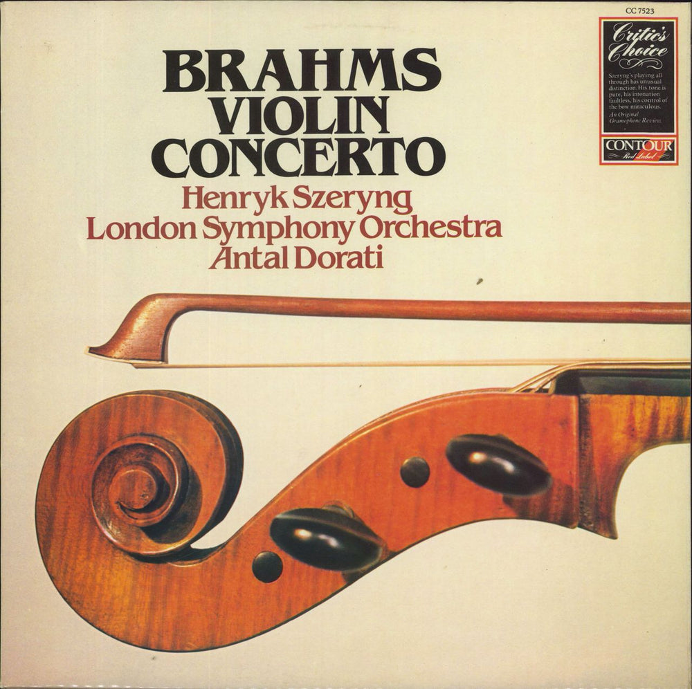 Johannes Brahms Brahms Violin Concerto UK vinyl LP album (LP record) CC7523