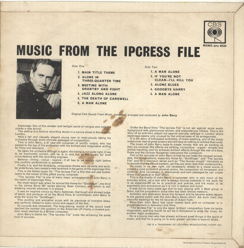 John Barry (Composer) The Ipcress File UK vinyl LP album (LP record) JBYLPTH692458