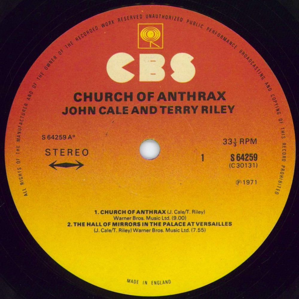 John Cale Church Of Anthrax - 2nd UK vinyl LP album (LP record) JCALPCH278645