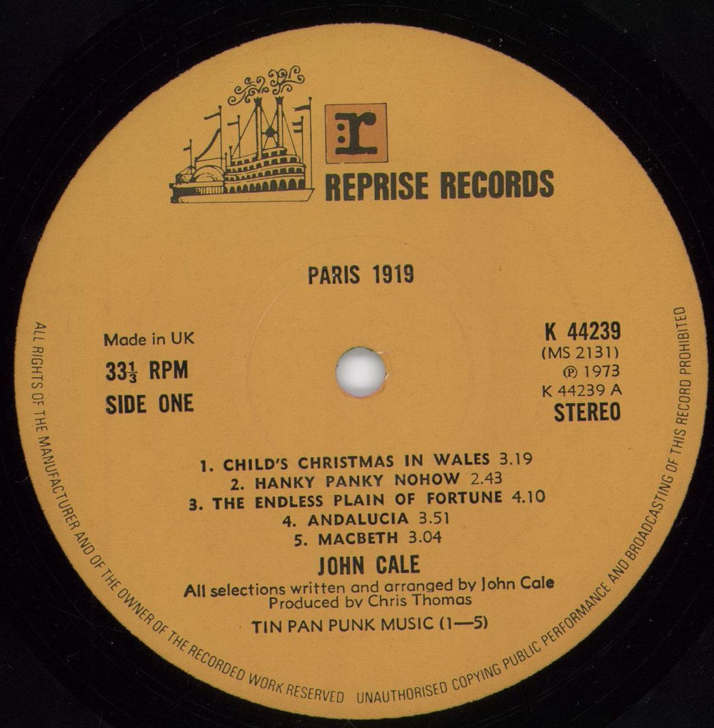 John Cale Paris 1919 - 1st UK vinyl LP album (LP record) JCALPPA348965