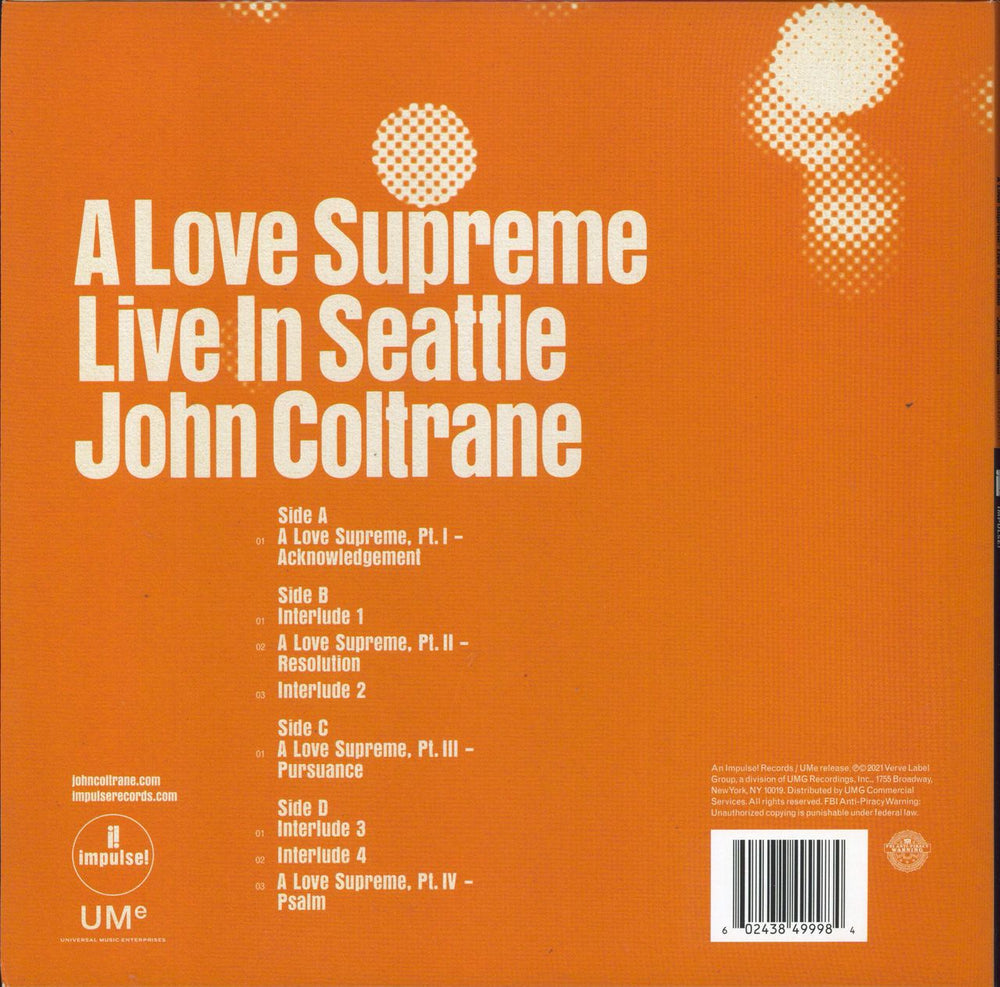 John Coltrane A Love Supreme: Live In Seattle US 2-LP vinyl record set (Double LP Album) 602438499984