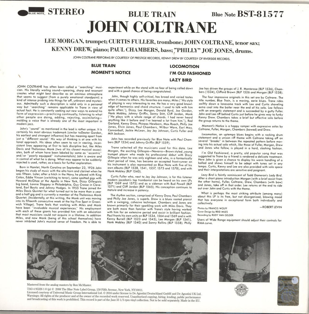 John Coltrane Blue Train UK vinyl LP album (LP record)