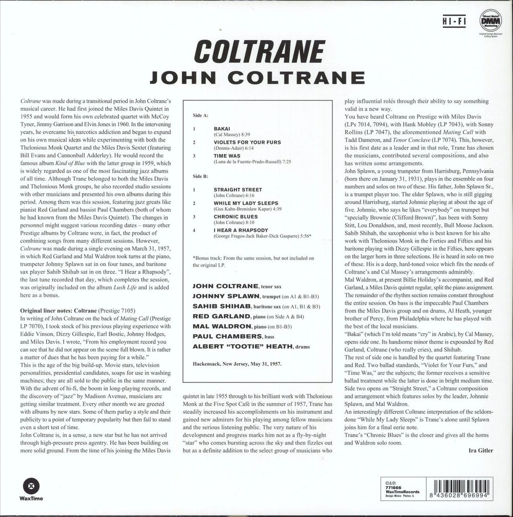 John Coltrane Coltrane - 180g UK vinyl LP album (LP record) 8436028696994