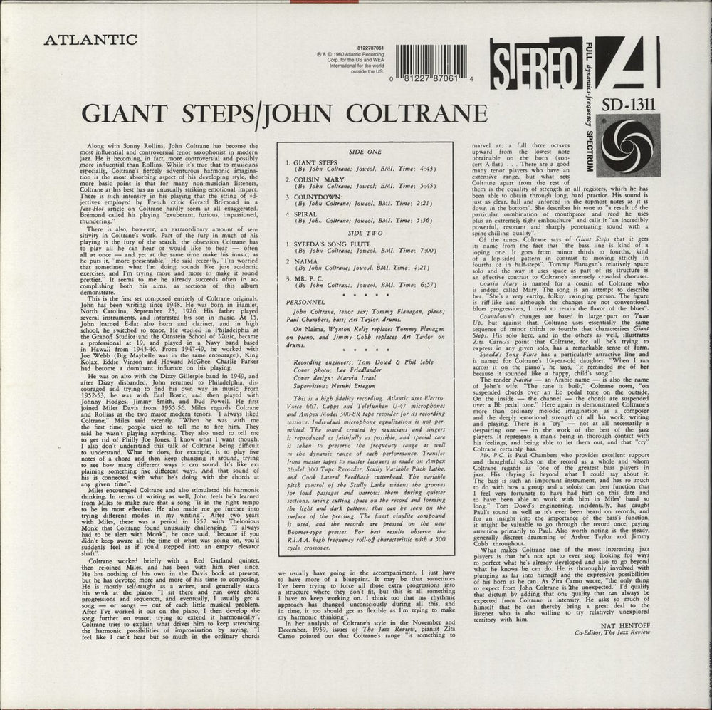 John Coltrane Giant Steps UK vinyl LP album (LP record) 081227870614