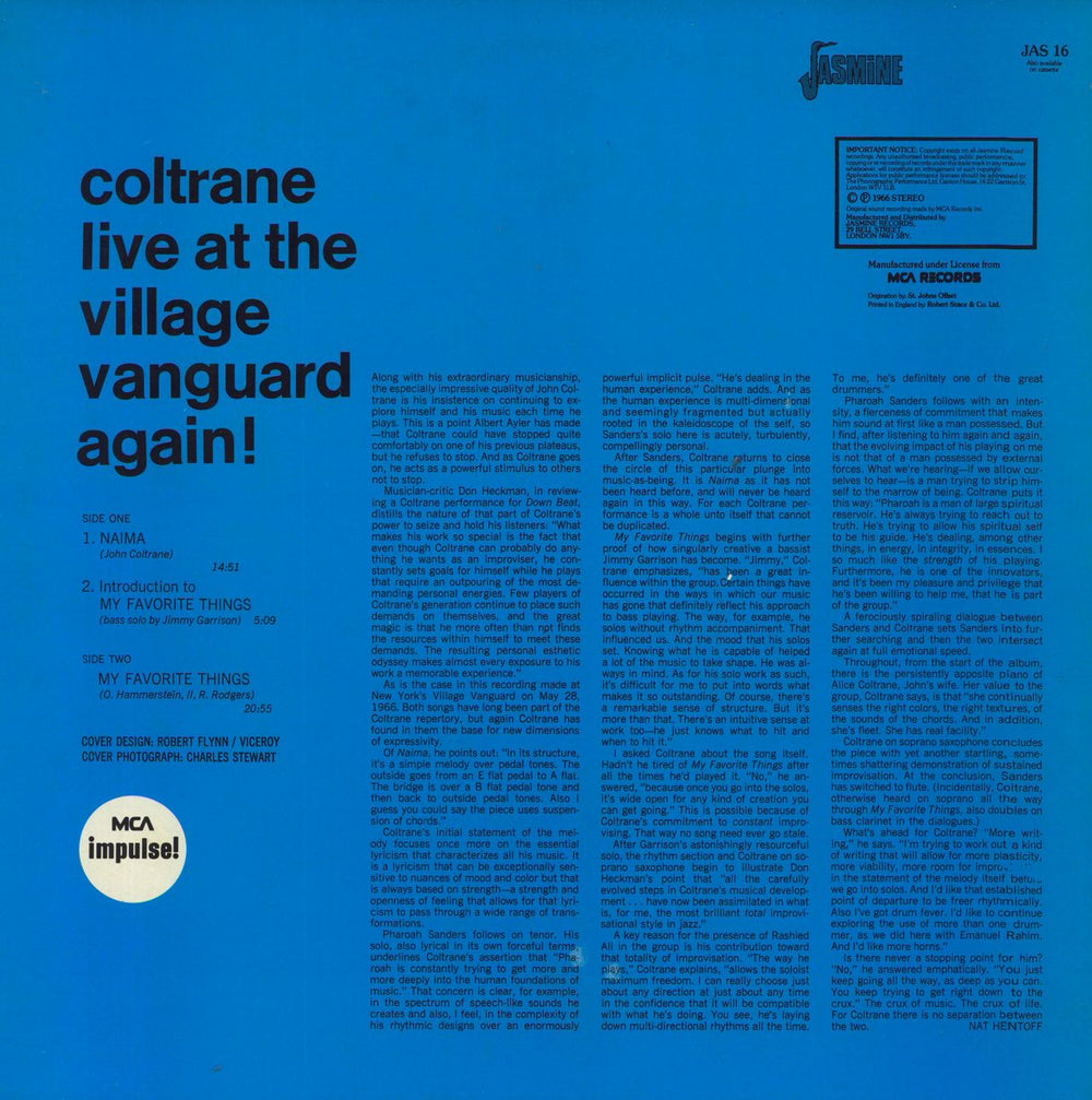 John Coltrane Live At The Village Vanguard Again! UK vinyl LP album (LP record)