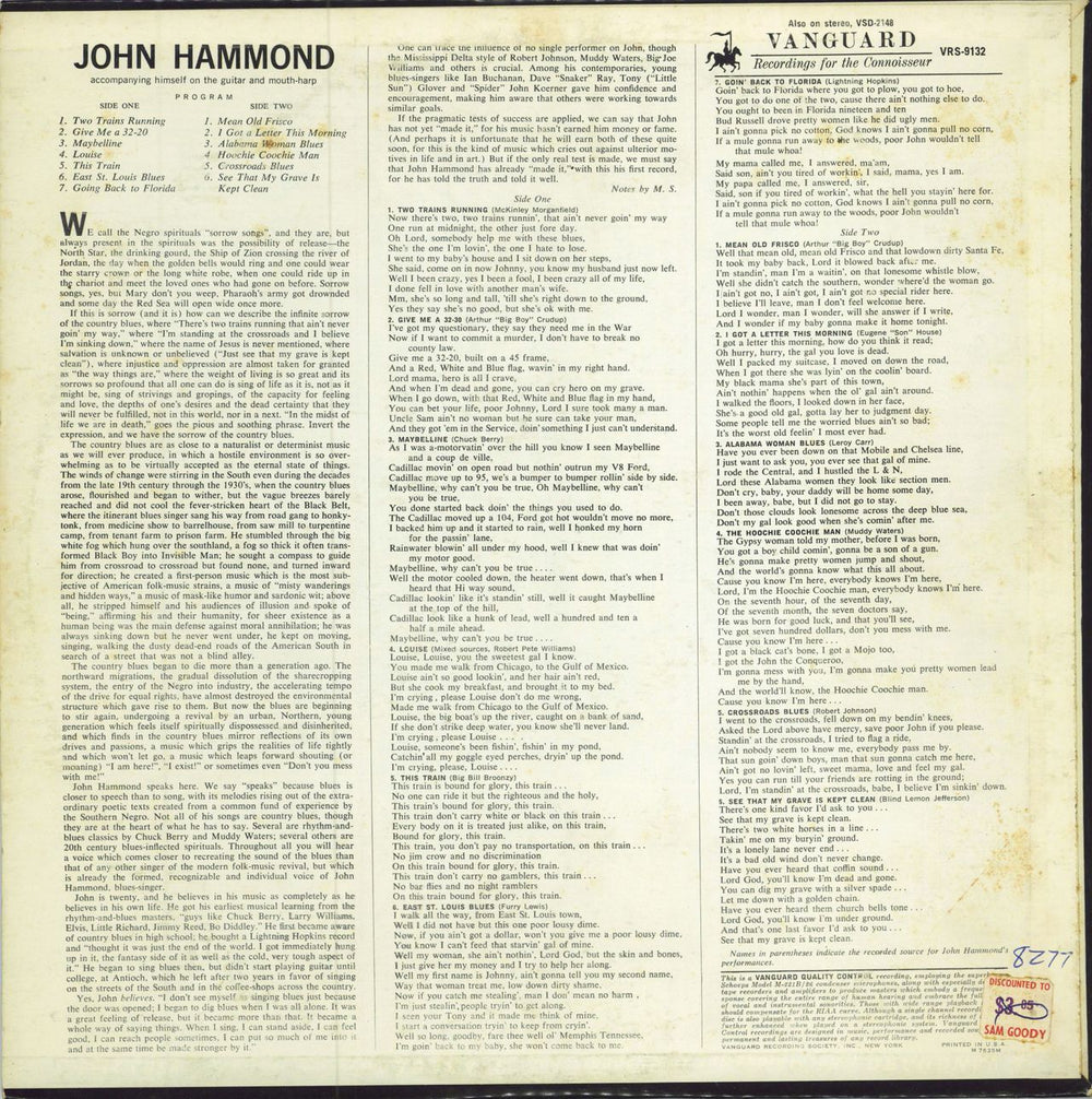 John Hammond John Hammond US vinyl LP album (LP record)