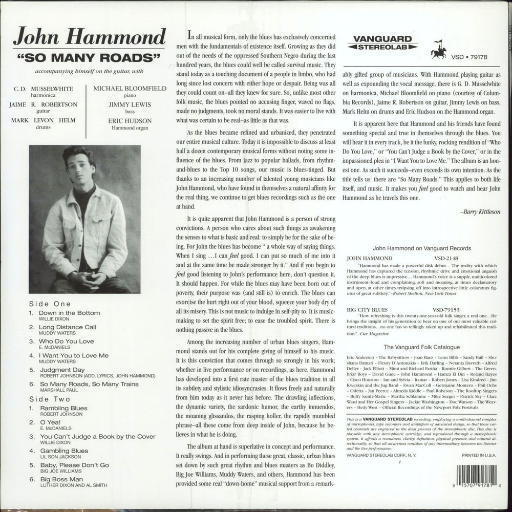 John Hammond So Many Roads US vinyl LP album (LP record) 015707917810