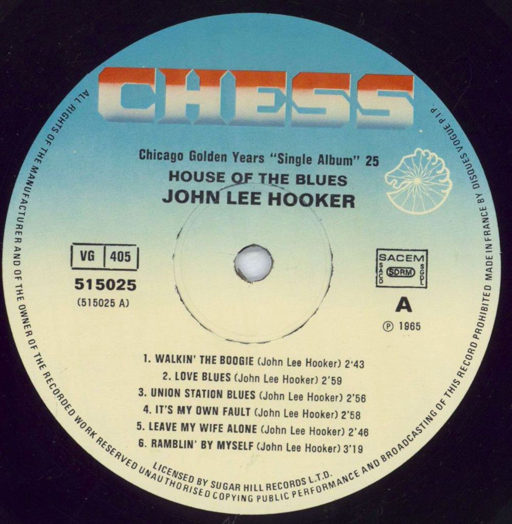 John Lee Hooker House Of The Blues French vinyl LP album (LP record) JLHLPHO818899