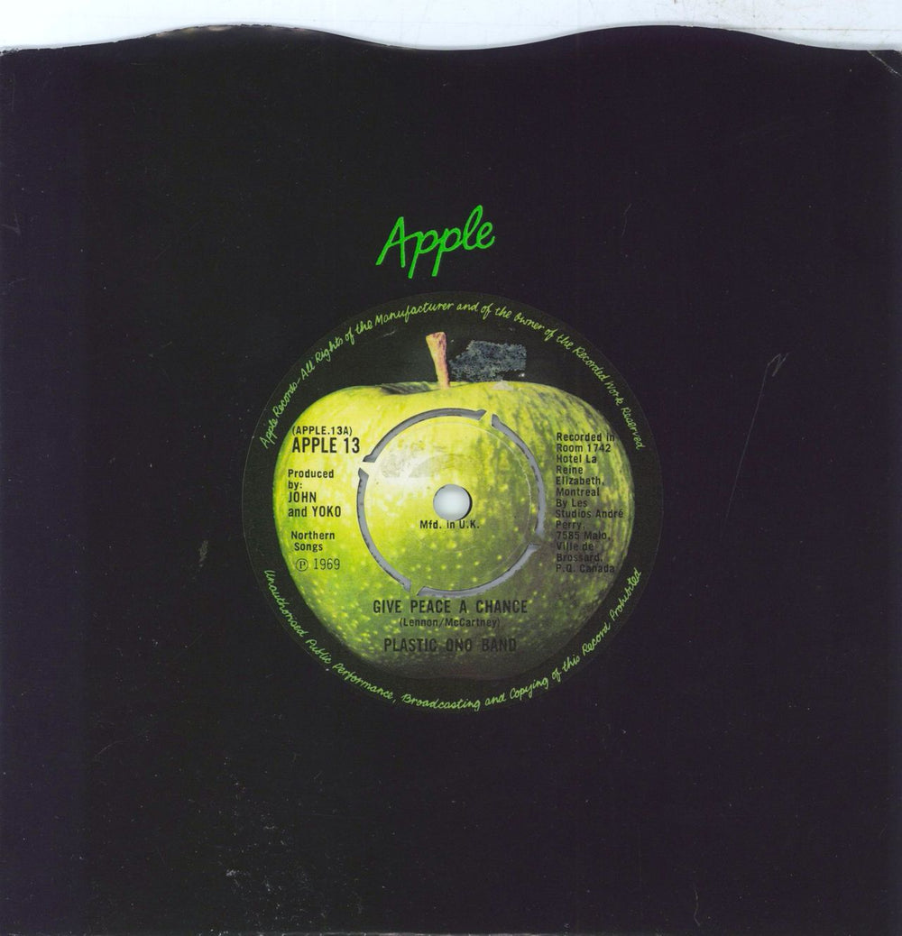 John Lennon Give Peace A Chance - 1st - 4pr UK 7" vinyl single (7 inch record / 45) APPLE13