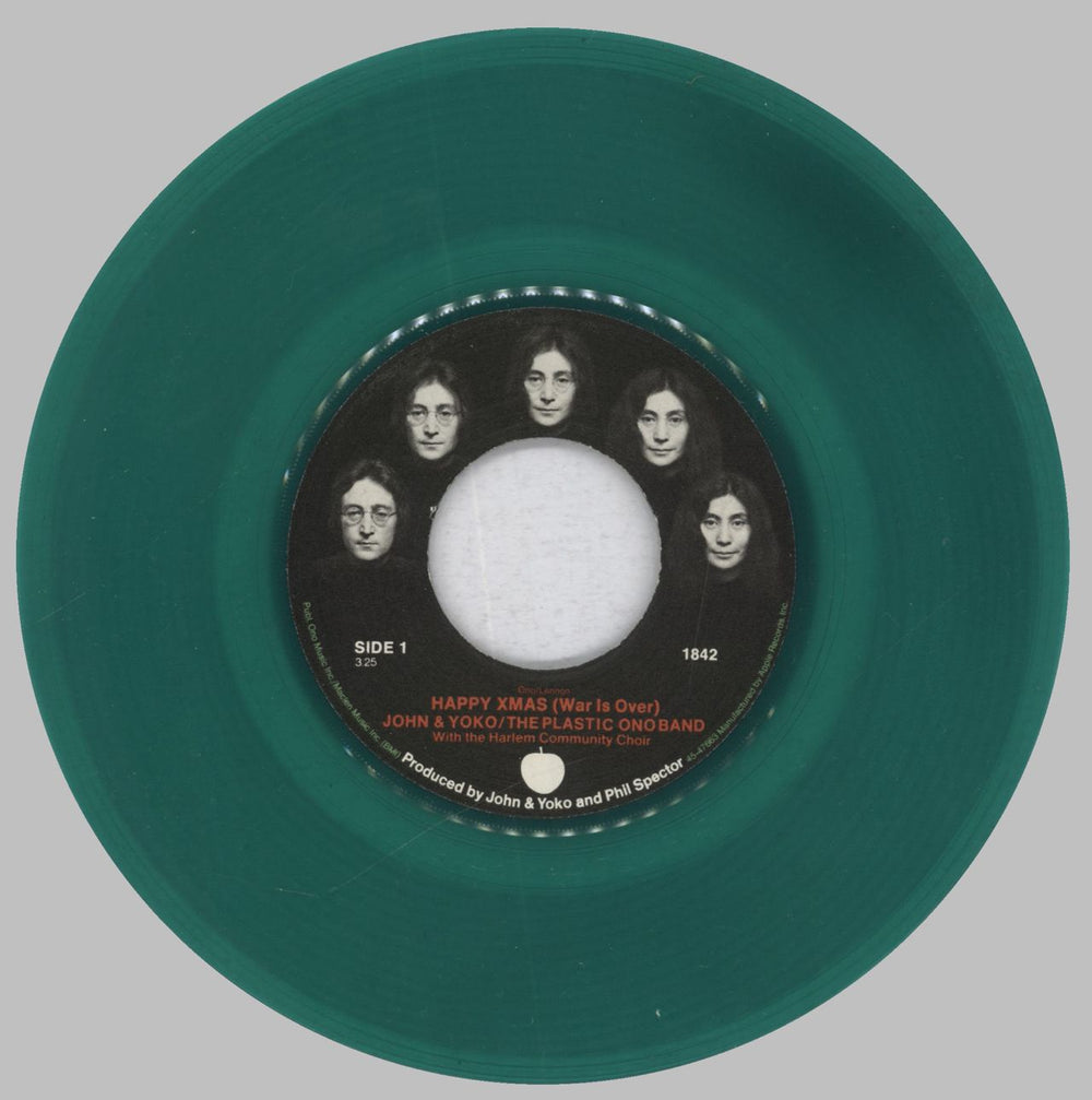 John Lennon Happy Xmas (War Is Over) - Green Vinyl - P/S US 7" vinyl single (7 inch record / 45) LEN07HA58224