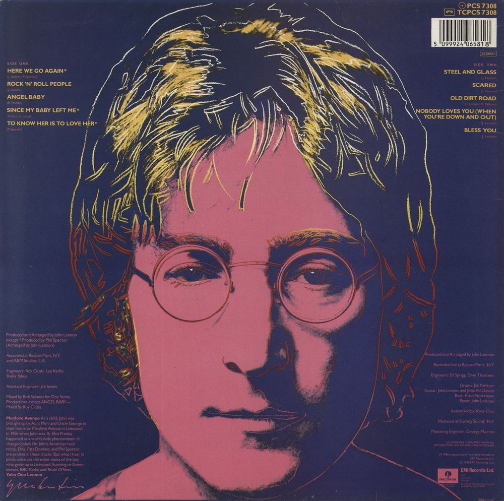 John Lennon Menlove Ave - EX UK vinyl LP album (LP record) 5099924065818