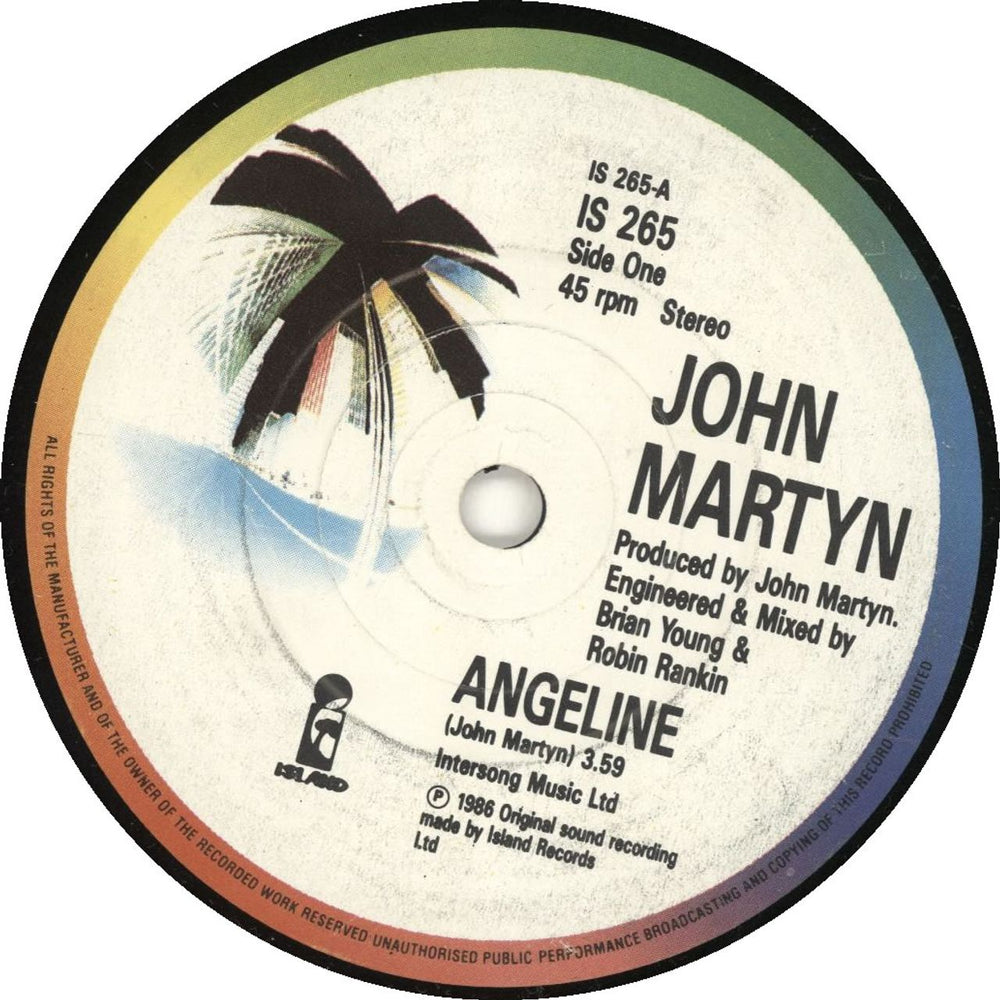 John Martyn Angeline UK 7" vinyl single (7 inch record / 45) IS265