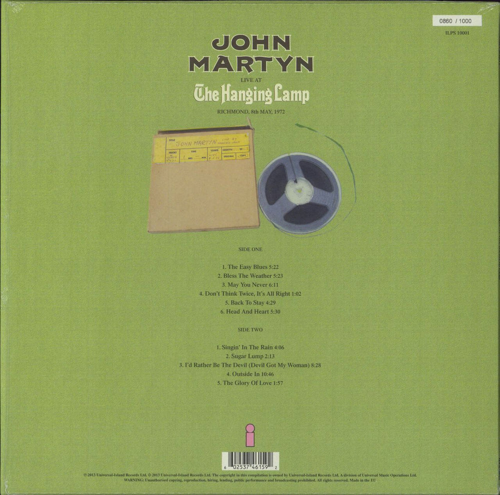 John Martyn Live At The Hanging Lamp - 180gm Vinyl + Numbered UK vinyl LP album (LP record) 602537461592