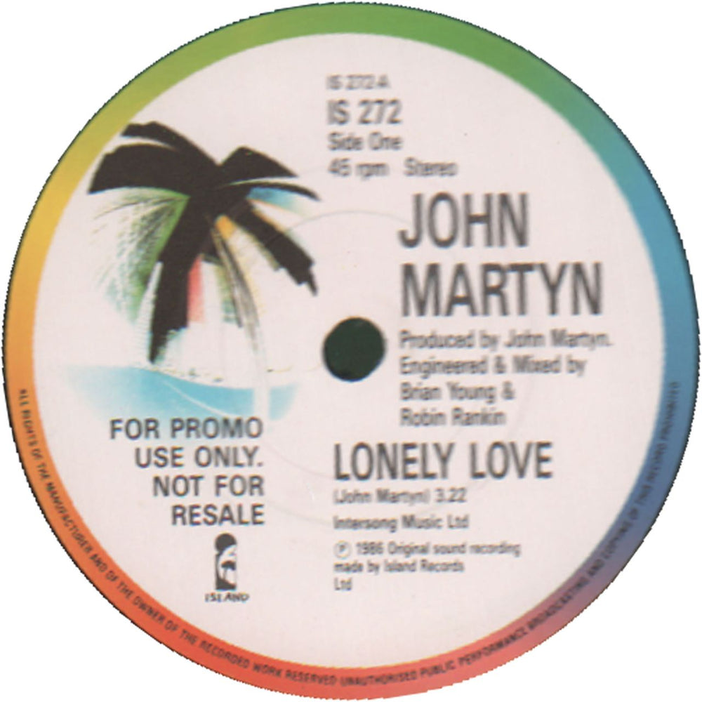 John Martyn Lonely Love - P/S UK Promo 7" vinyl single (7 inch record / 45) JMY07LO294191