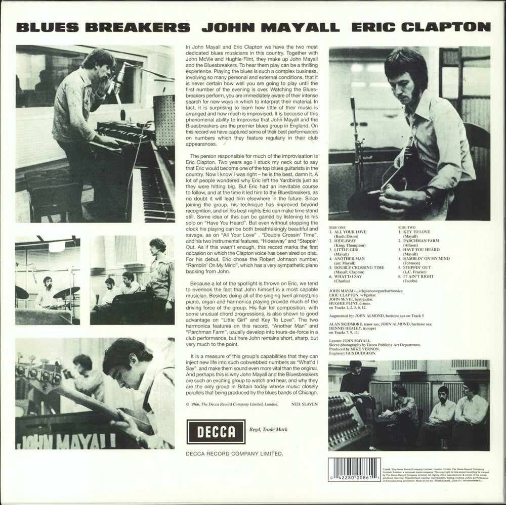 John Mayall Blues Breakers - 180gm Vinyl UK vinyl LP album (LP record) 042280008611