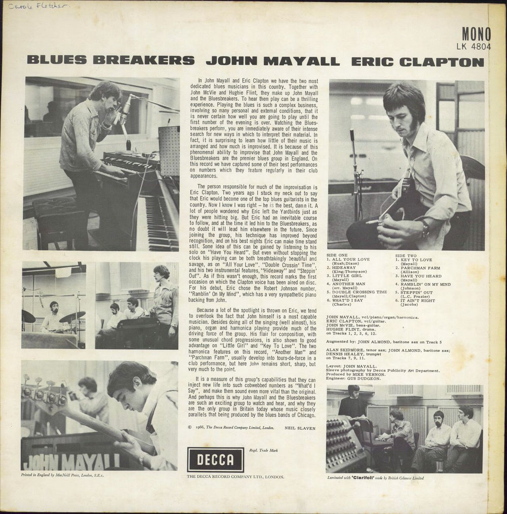 John Mayall Blues Breakers - 1st (B) - WOC UK vinyl LP album (LP record) JOMLPBL768501