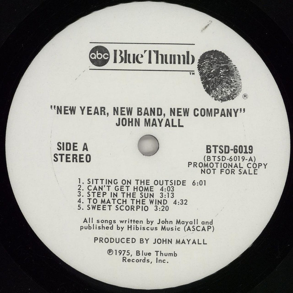 John Mayall New Year, New Band, New Company - White label US Promo vinyl LP album (LP record) JOMLPNE502027