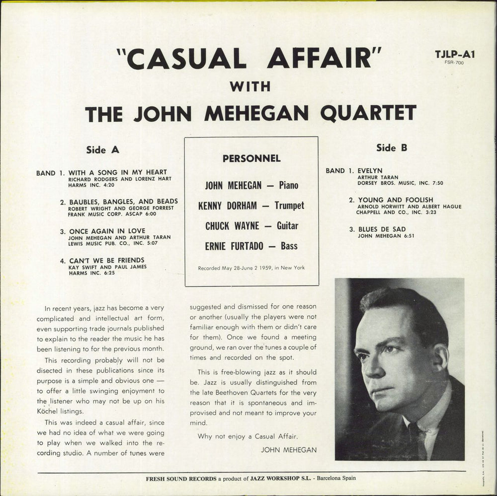 John Mehegan Casual Affair Spanish vinyl LP album (LP record)