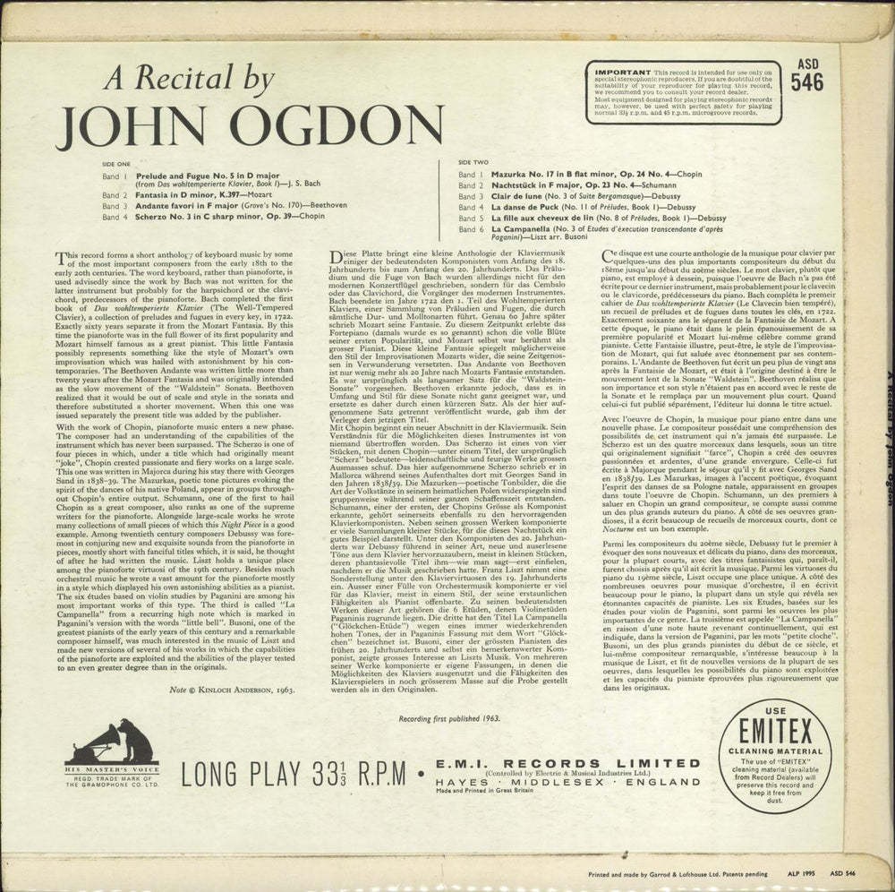 John Ogdon A Recital By John Ogdon UK vinyl LP album (LP record)