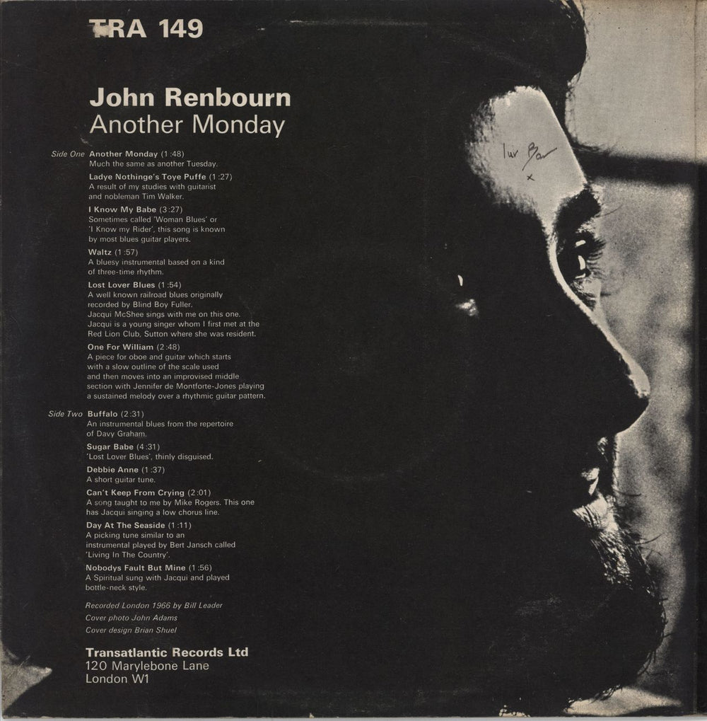 John Renbourn Another Monday - WOS/VG UK vinyl LP album (LP record) TRA149