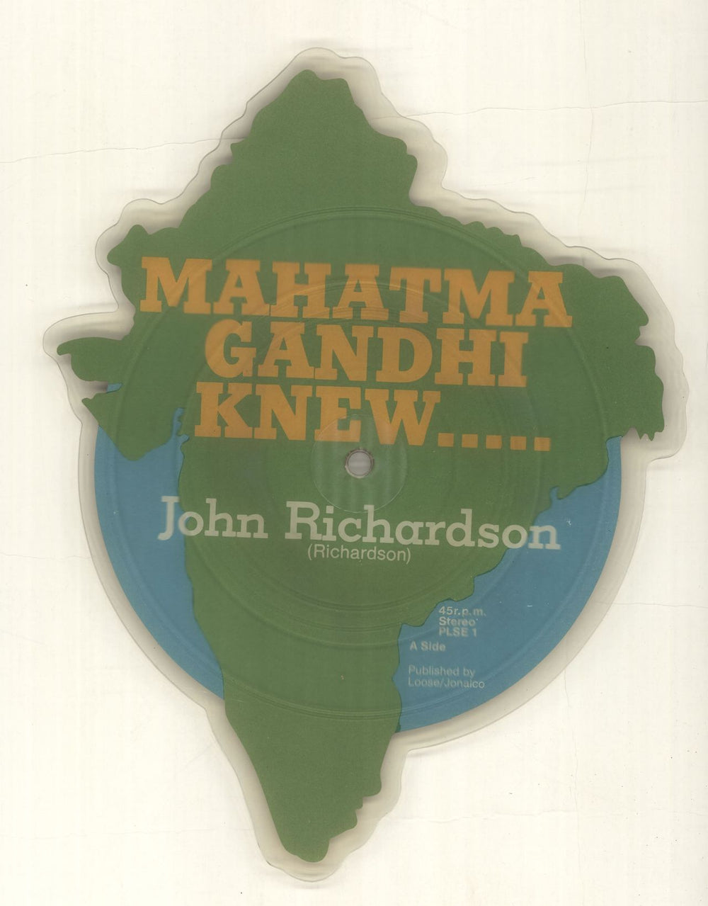 John Richardson Mahatma Gandhi Knew UK shaped picture disc (picture disc vinyl record) PLSE1