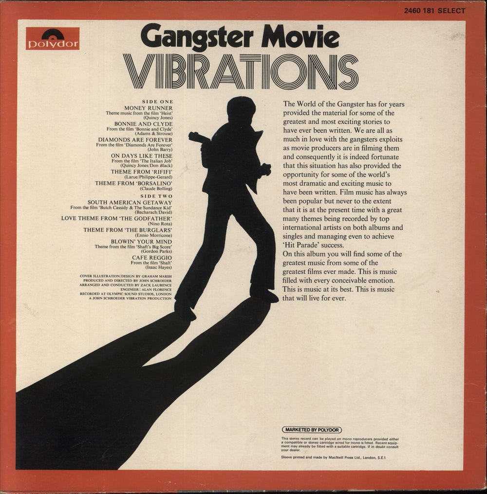 John Schroeder Gangster Movie Vibrations UK vinyl LP album (LP record)