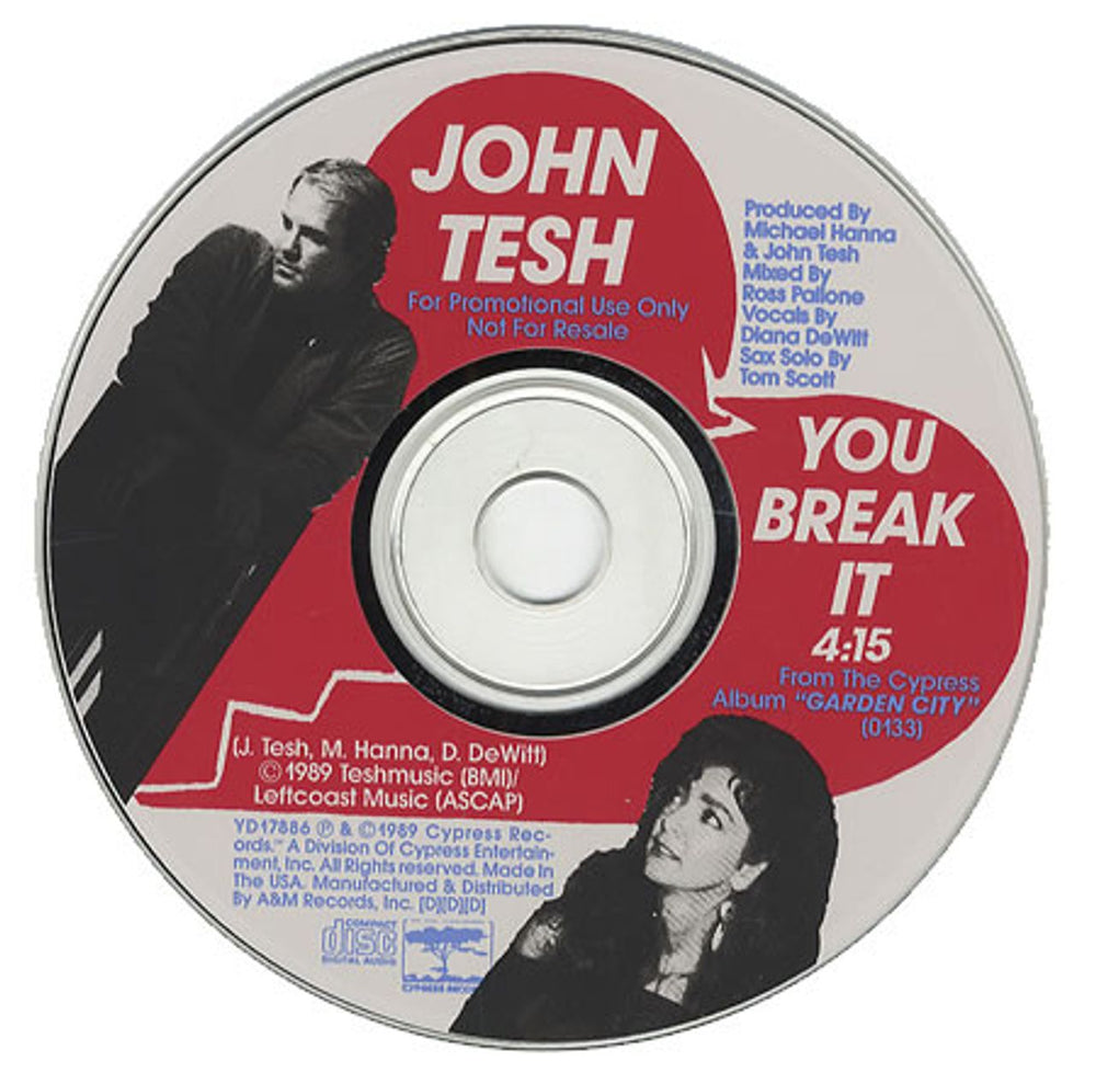 John Tesh You Break It US Promo CD single (CD5 / 5") YD17886